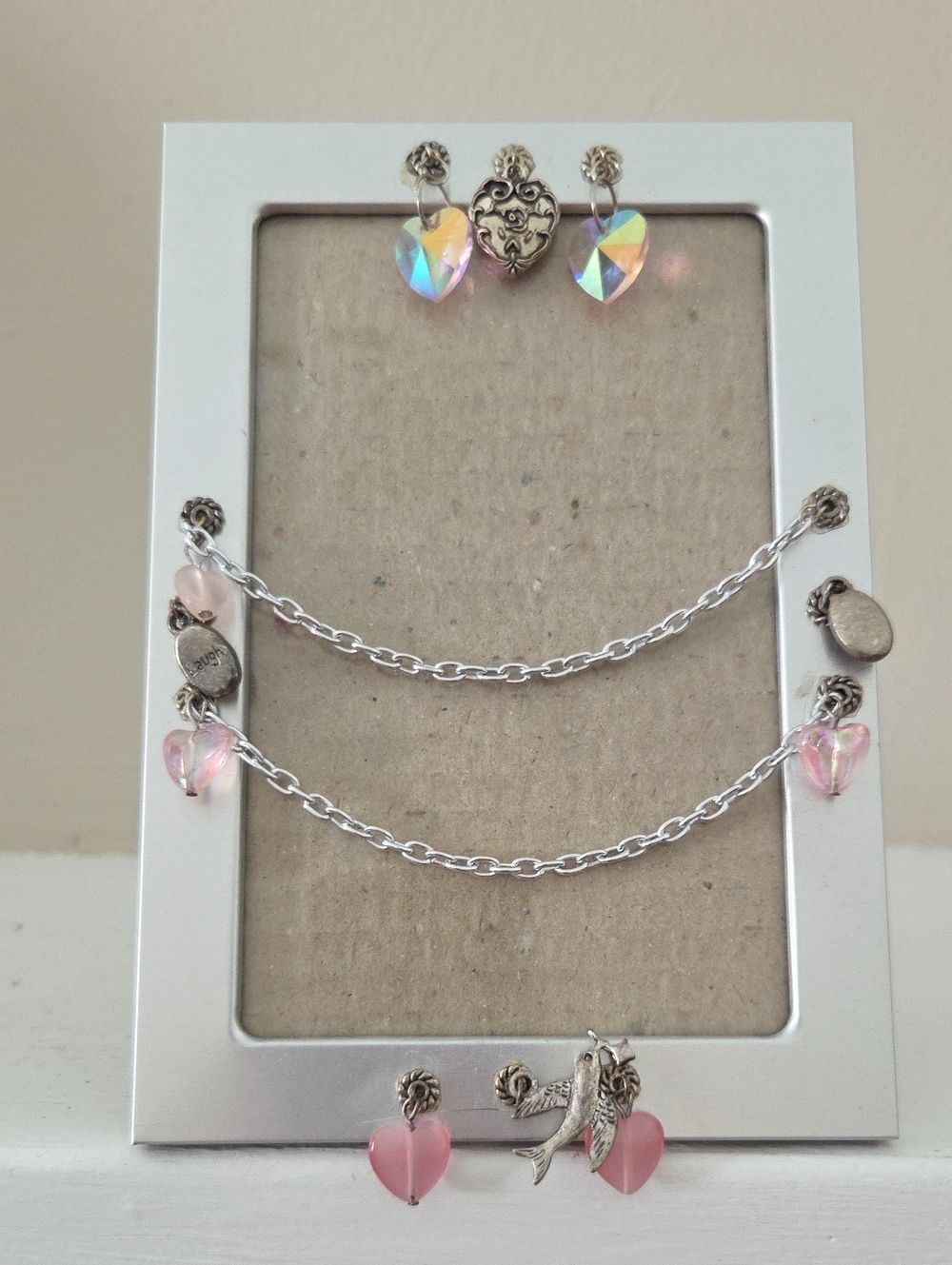Vintage Silver Photo Frame With Hanging Crystals
